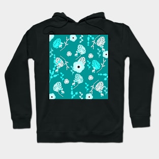 Flowers, leaves and pelicans...in blue Hoodie